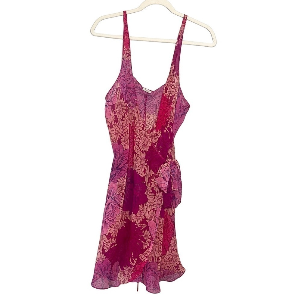 Avon Y2K Wrap Sheer Dress Floral Print Large